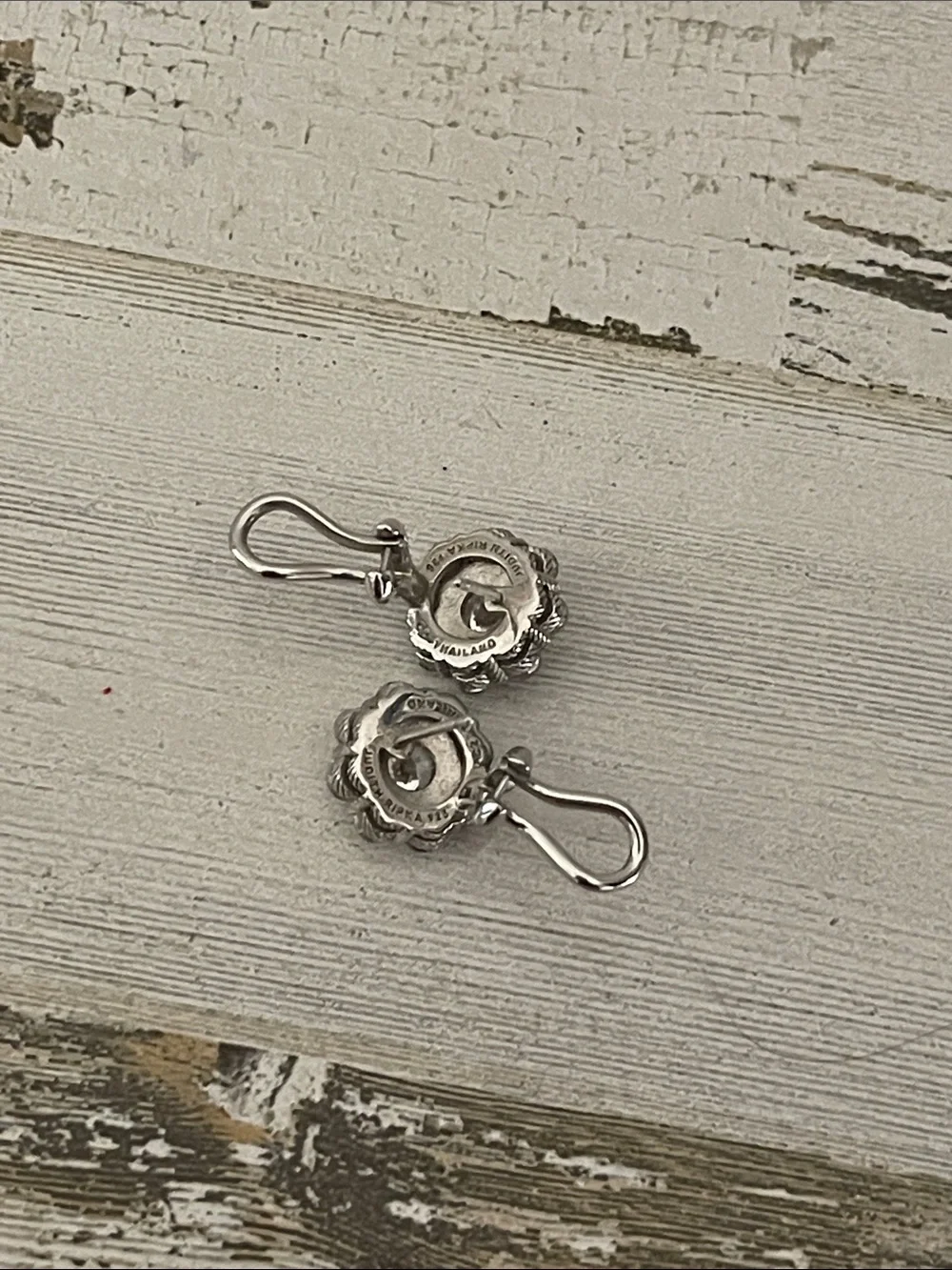 Judith Ripka CZ Halo Cluster Omega Back Earrings 925 Sterling Silver Signed